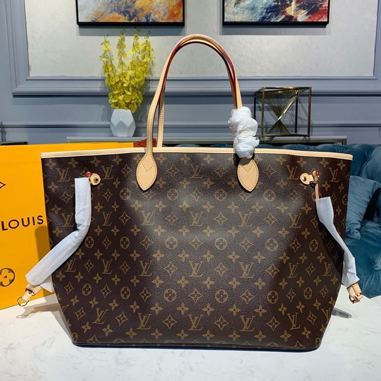 LV Neverfull GM Tote Bag Monogram Canvas Rose Ballerine Pink For