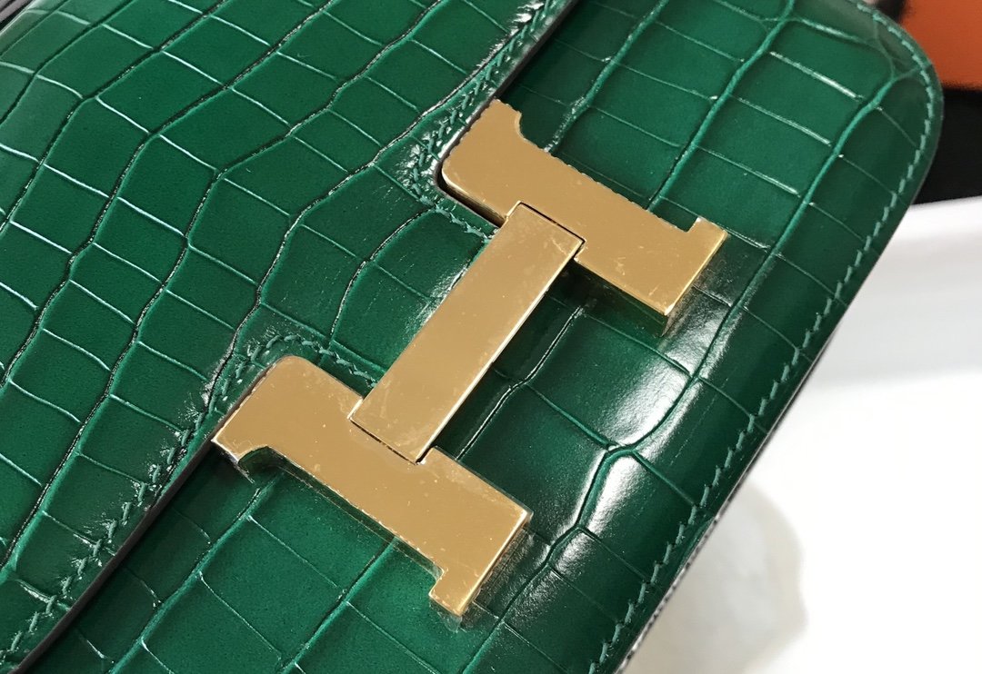 HM Mini Constance Bag Green For Women Gold Color Hardware 7.1in/18cm