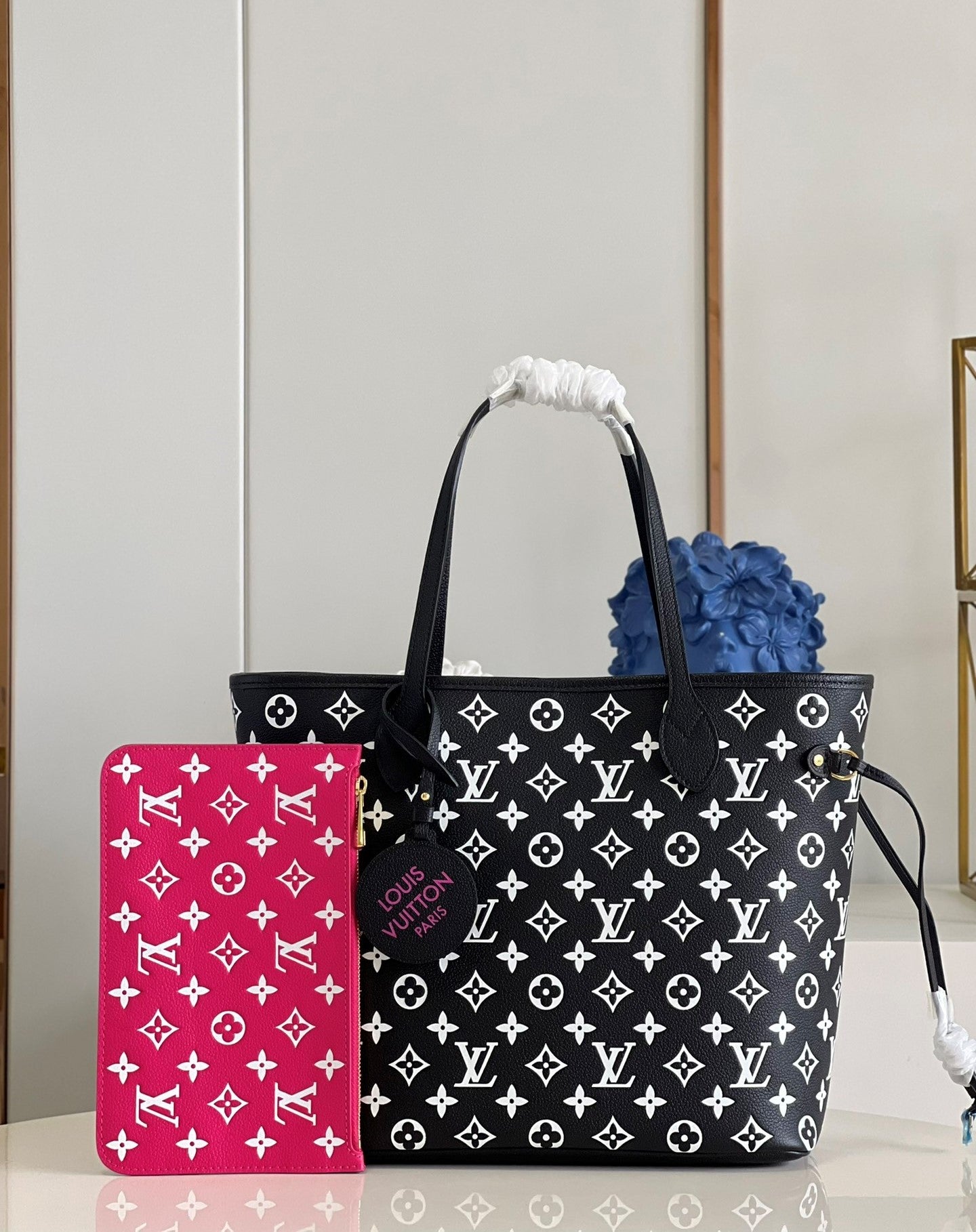 LV Neverfull MM Monogram Empreinte Black/White For Women,  Tote Bags 12.2in/31cm LV M46103