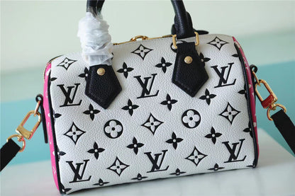 LV Speedy Bandouliere 20 Monogram Empreinte Black / White / Pink For Women,  Shoulder And Crossbody Bags 20.5cm/8.1in LV M46088