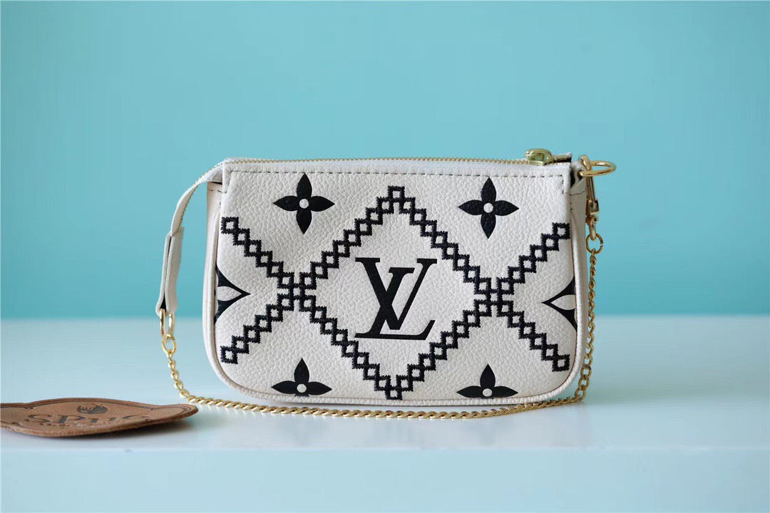 LV Mini Pochette Accessoires Monogram Empreinte White For Women, Women’s Handbags, Shoulder Bags And Crossbody Bags 6.1in/15.5cm LV 