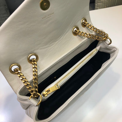 YSSL Loulou Small Chain Bag In Matelassé "Y" White For Women 9.8in/23cm YSL 494699DV7279207