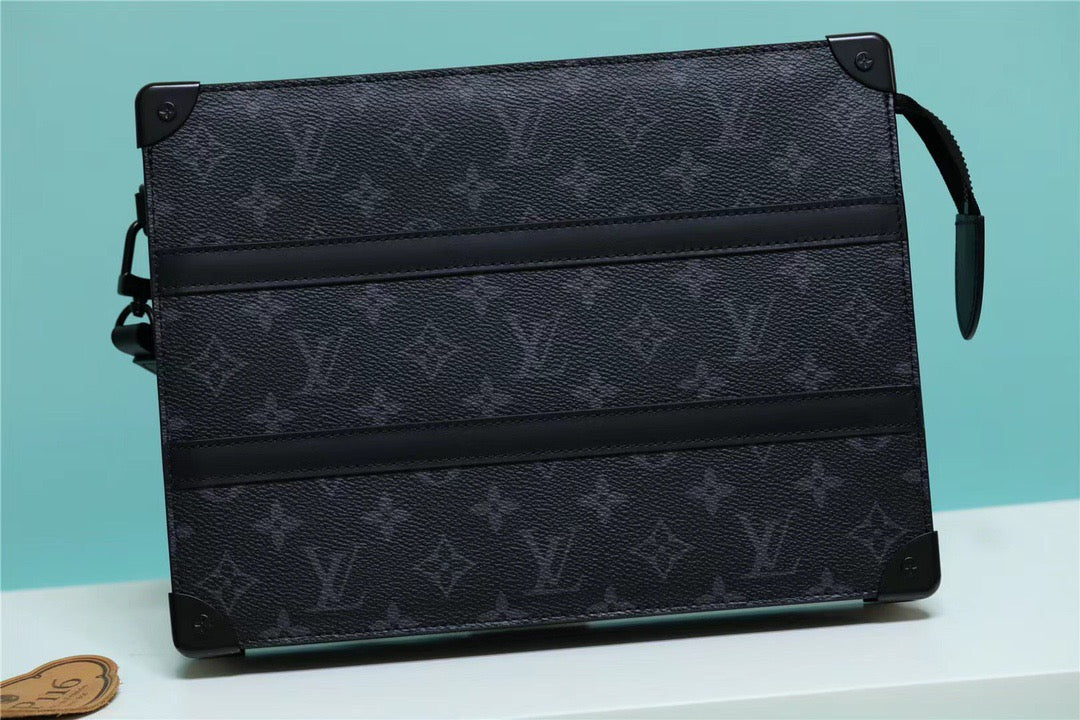 LV Trunk Pouch Monogram Eclipse Canvas Black For Men, Wallet 28cm LV M45937