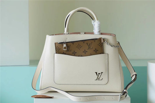 LV Marelle Tote MM Epi White For Women, Women’s Handbags, Shoulder And Crossbody Bags 11.8in/30cm LV