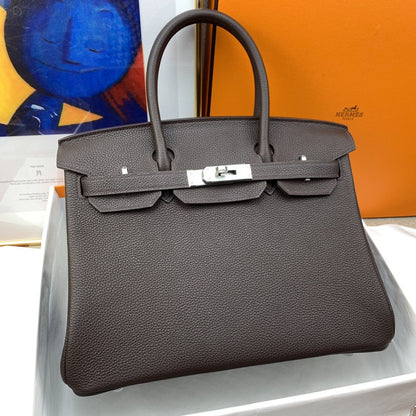 HM Birkin 30 Togo Dark Grey Bag Silver Hardware For Women, Women’s Handbags 11.8in/30cm