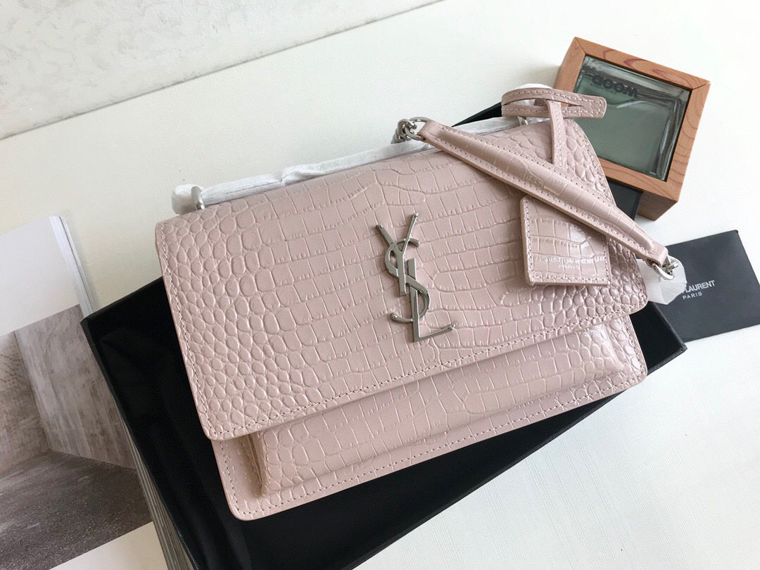 YSSL Sunset Medium Chain Bag Light Pink For Women 8.6in/22cm YSL 442906DND0N1202