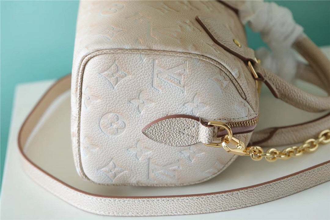 LV Speedy Bandouliere 20 Monogram Empreinte Pale Beige For Women,  Shoulder And Crossbody Bags 20.5cm/8.1in LV M46163