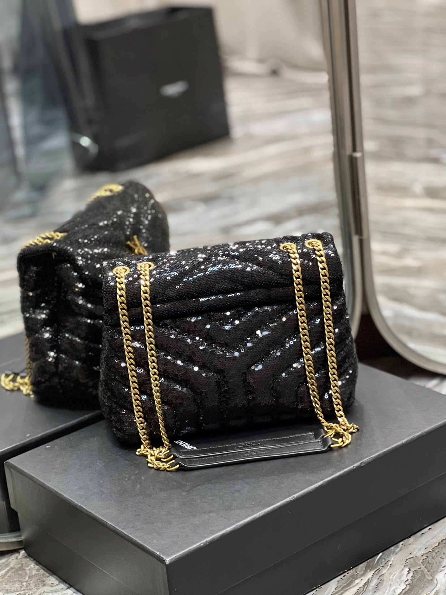 YSSL Loulou Small Chain Bag Black For Women, Women&#8217;s Bags 9in/23cm YSL 494699FAAER1000