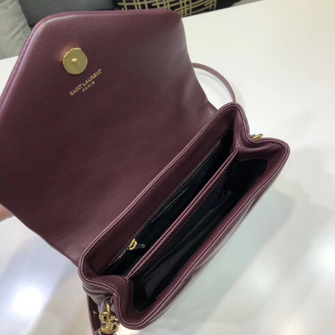 YSSL Loulou Mini Shoulder Bag Burgundy For Women 7in/18cm YSL