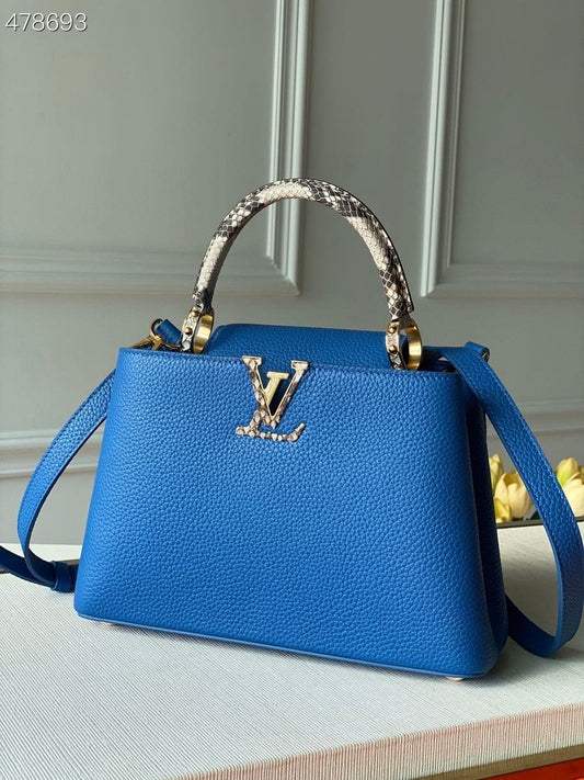 LV Woven Capucines Python Handle Bag 27cm Taurillon Leather Spring/Summer 2021 Collection N98388, Blue