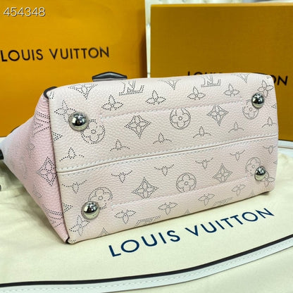 LV Hina PM Bag 22cm Mahina Calfskin Leather Spring/Summer Collection M57858 Gradient Pink