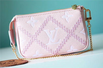 LV Mini Pochette Accessoires Monogram Empreinte Pink For Women, Women’s Handbags, Shoulder Bags And Crossbody Bags 6.1in/15.5cm LV