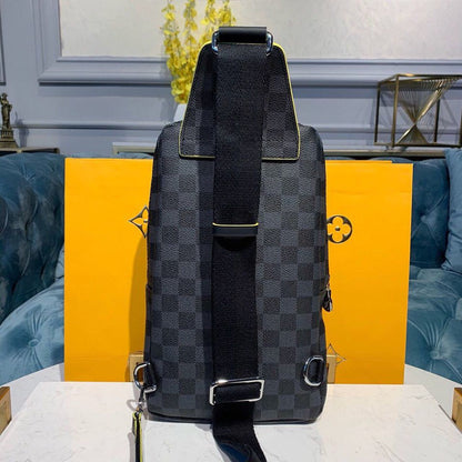 LV Avenue Sling Bag Damier Graphite Canvas Yellow For Men, Bags, Crossbody Bags 12.2in/31cm LV N42424