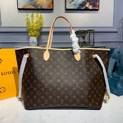 LV Neverfull GM Tote Bag Monogram Canvas Yellow For Women, Women’s Handbags, Shoulder Bags 15.7in/39cm LV M40992