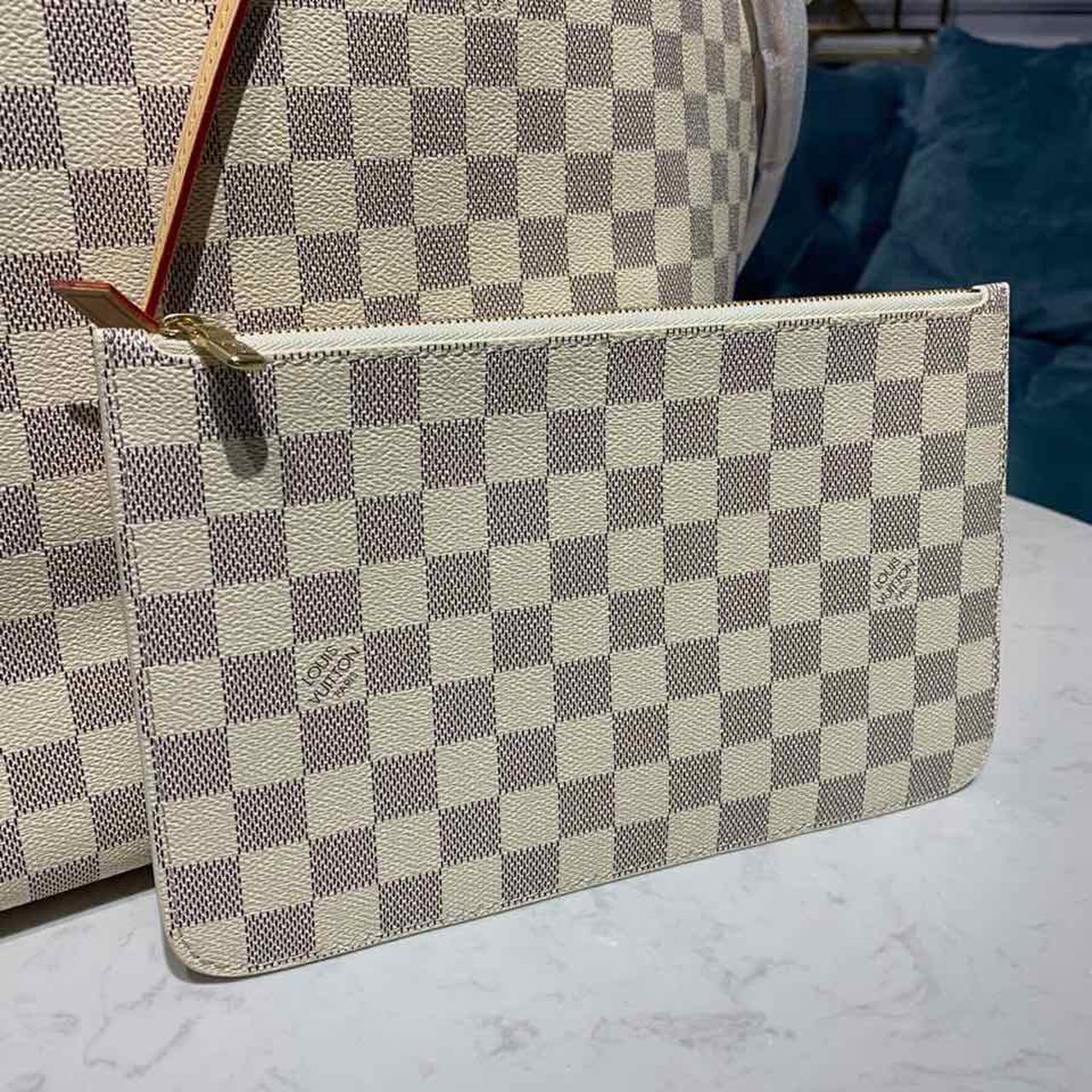 LV Neverfull GM Tote Bag Damier Azur Canvas Beige For Women,  Shoulder Bags 15.4in/39cm LV N41360