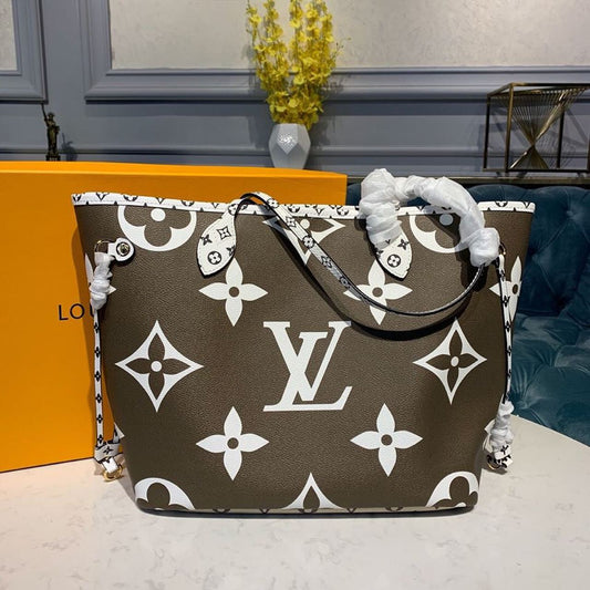 LV Neverfull MM Tote Bag Monogram Canvas Khaki/Beige For Women,  Shoulder Bags 12.2in/31cm LV M44568