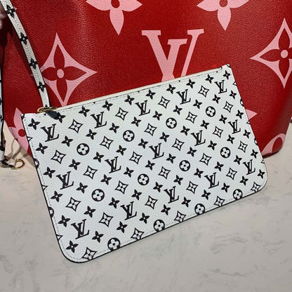 LV Neverfull MM Tote Bag Monogram Canvas Red/Pink For Women,  Shoulder Bags 12.2in/31cm LV M44567