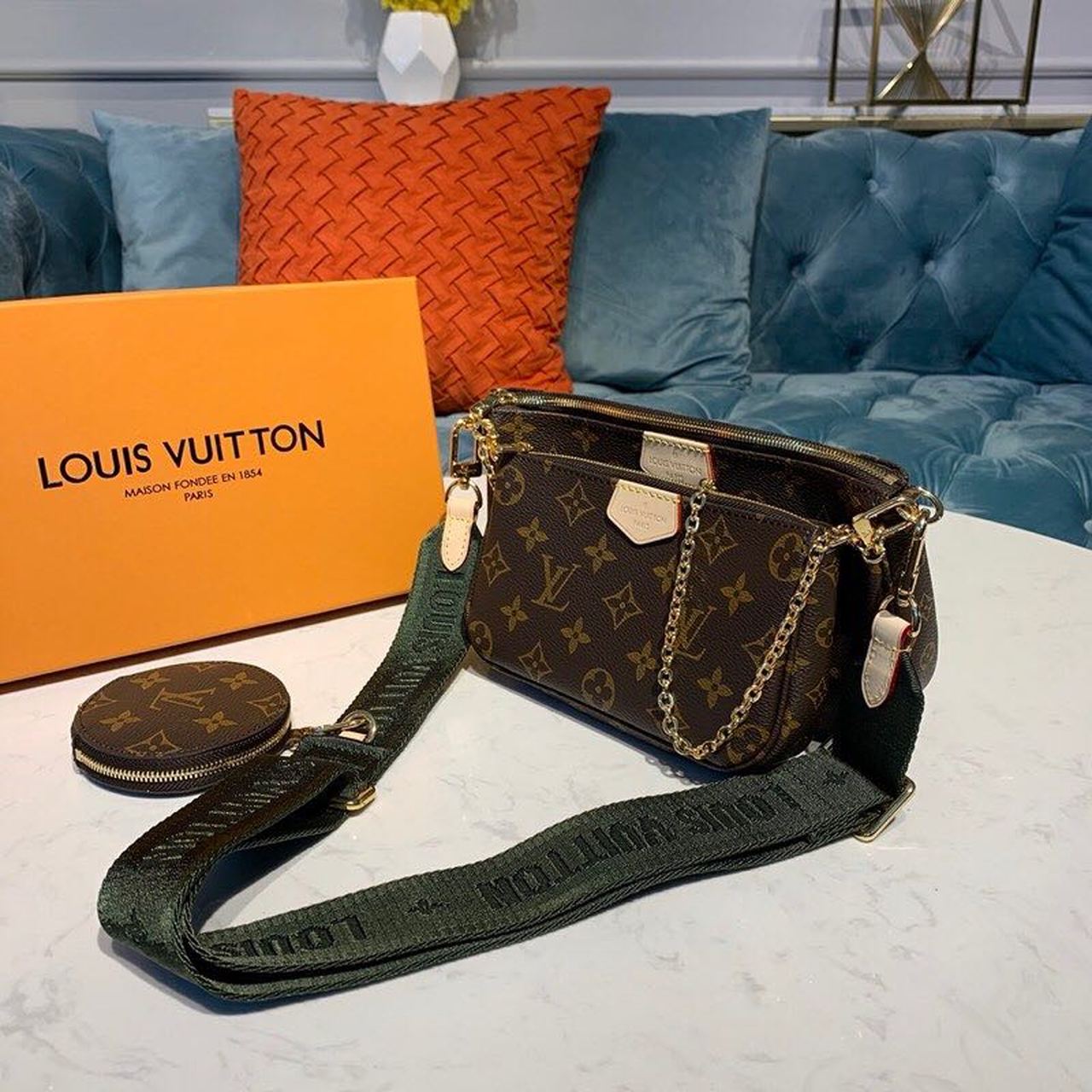 LV Multi Pochette Accessoires Bags Monogram Canvas Fall/Winter Collection M44813, Kaki