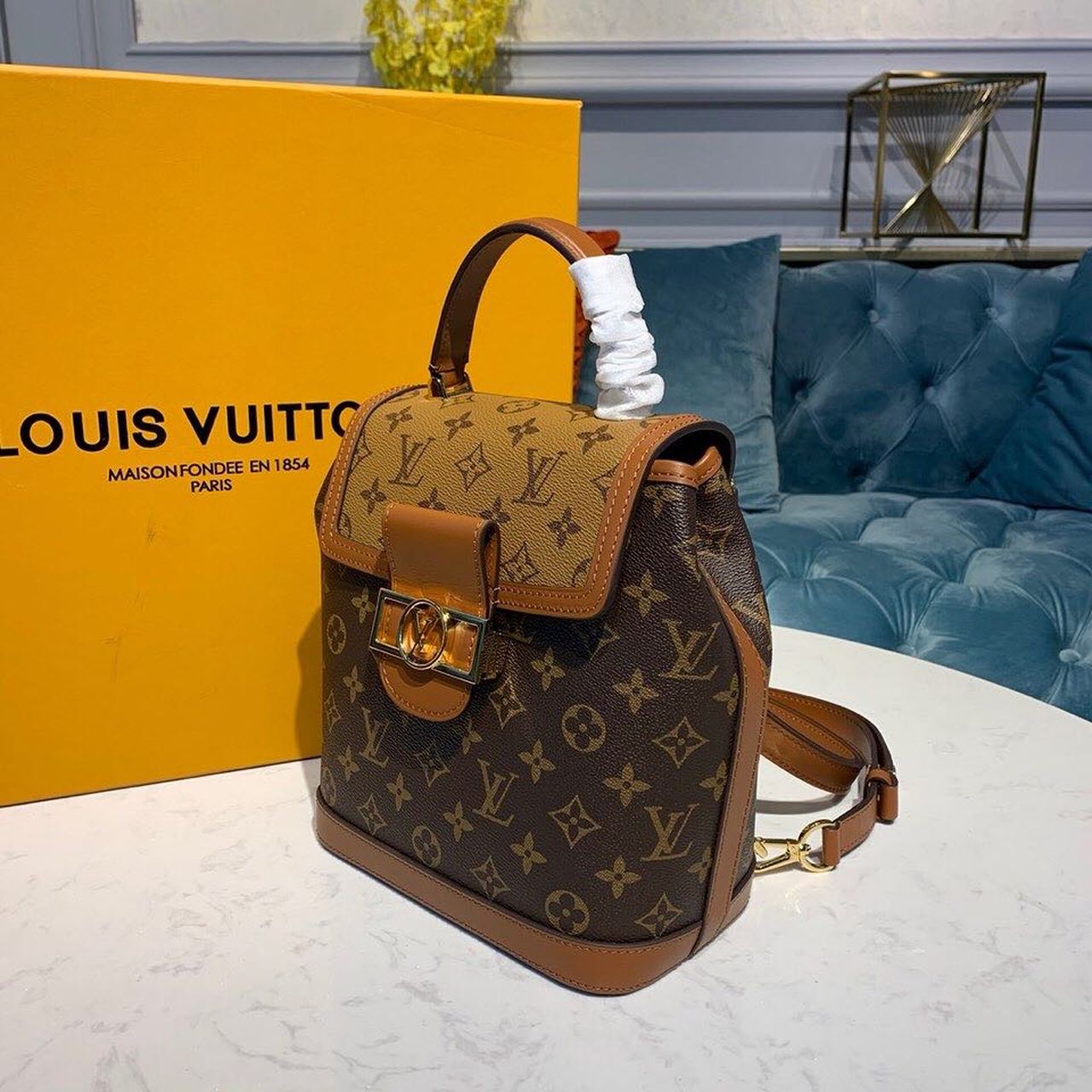 LV Dauphine Backpack PM Monogram and Monogram Reverse Canvas By Nicolas Ghesquiere For Spring-Summer, WoBags 20cm LV M45142