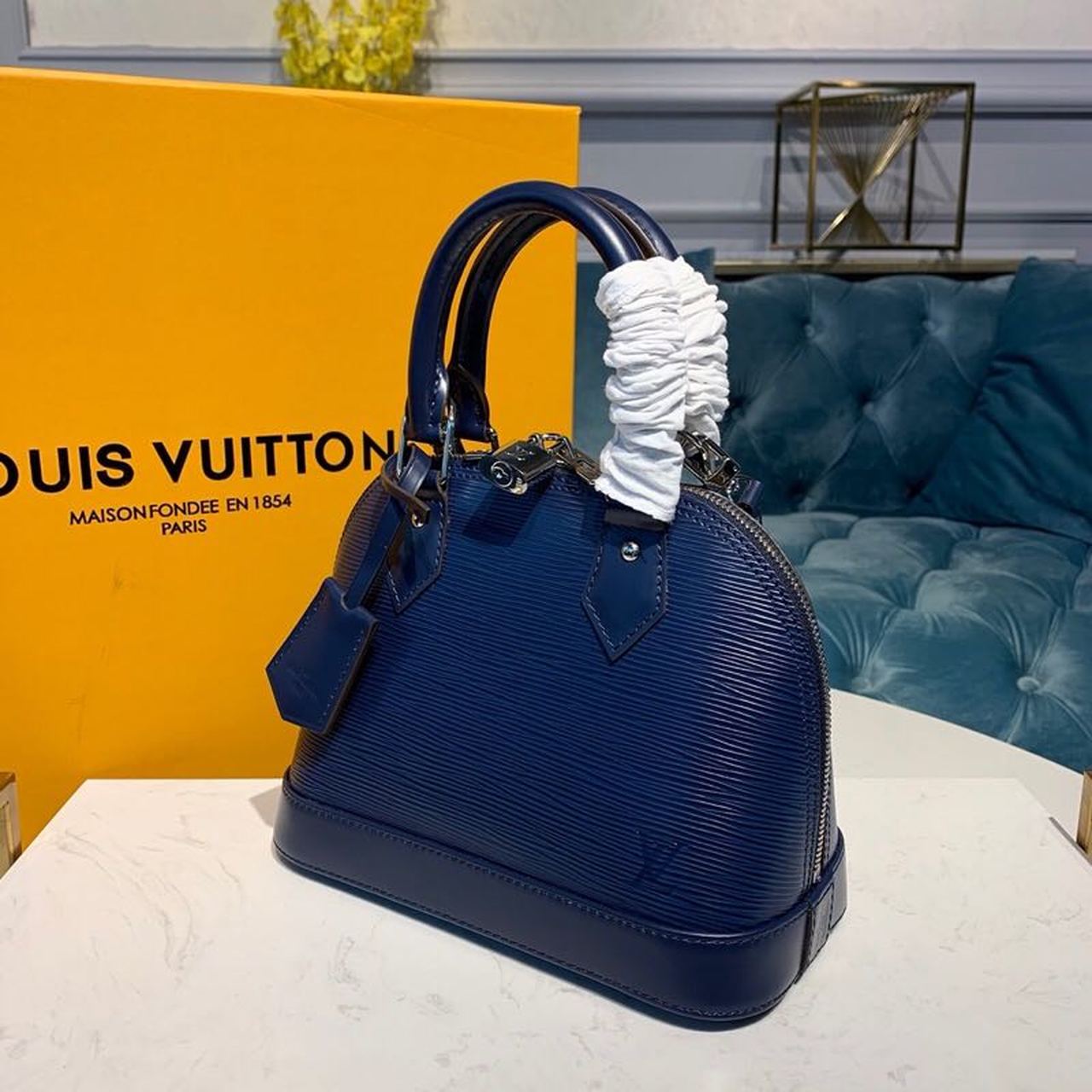 LV Alma BB Epi Indigo Blue For Women, Women’s Handbags, Shoulder And Crossbody Bags 9.2in/23.5cm LV M40855