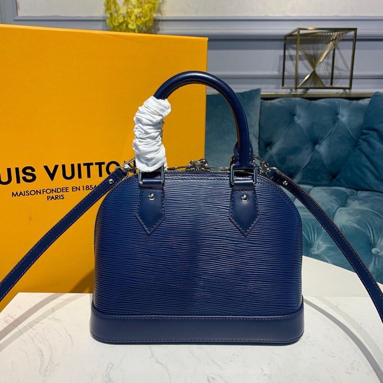 LV Alma BB Epi Indigo Blue For Women, Women’s Handbags, Shoulder And Crossbody Bags 9.2in/23.5cm LV M40855