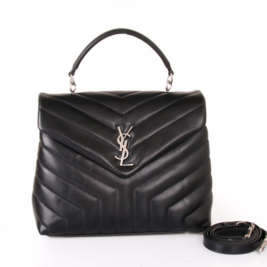 YSSL Loulou Small Chain Bag In Matelassé "Y" Black For Women 9.8in/23cm YSL 494699DV7261000