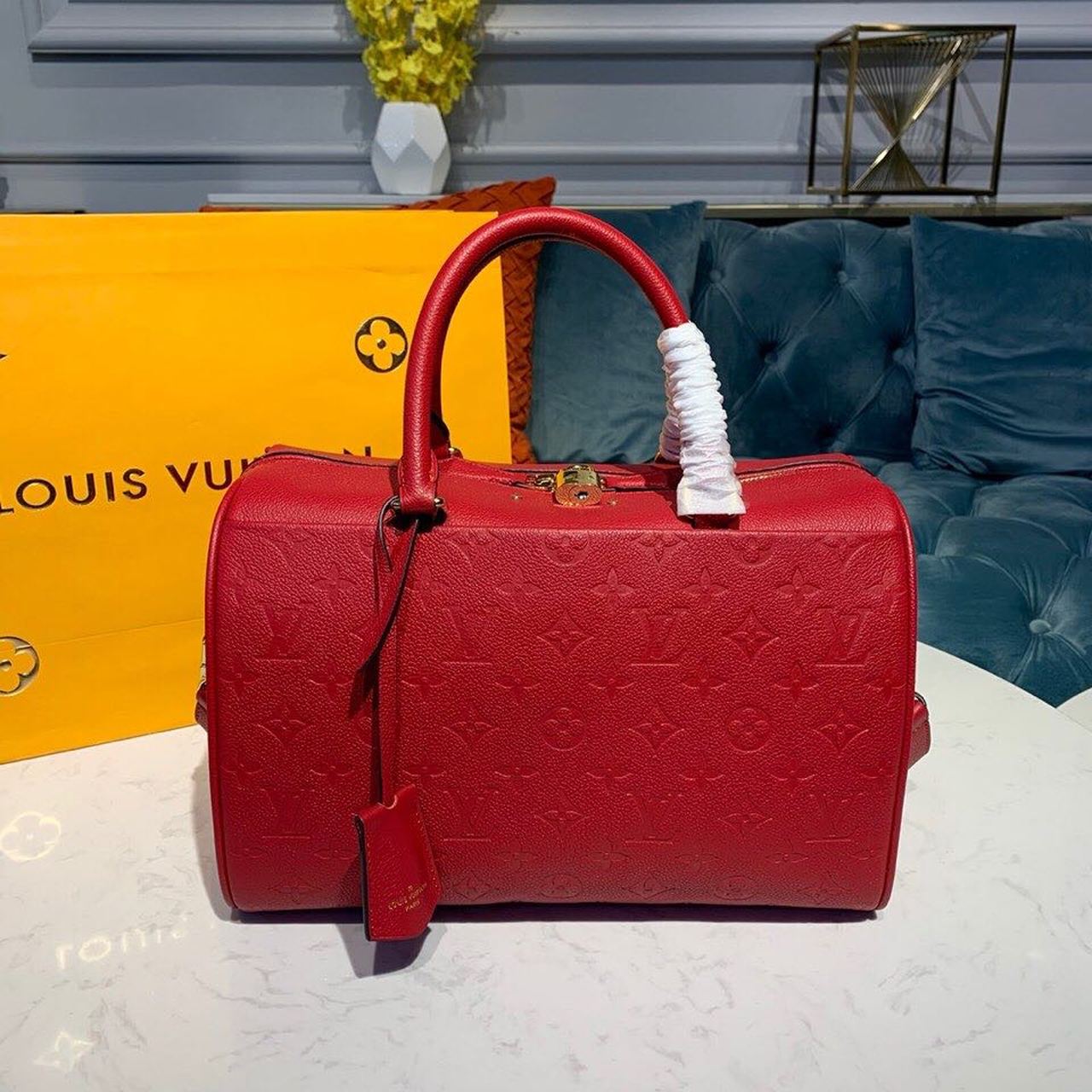 LV Speedy Bandouliere 30 Monogram Empreinte Cherry Red For Women,  Shoulder And Crossbody Bags 11.8in/30cm LV