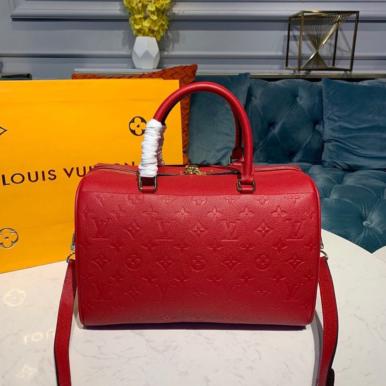 LV Speedy Bandouliere 30 Monogram Empreinte Cherry Red For Women,  Shoulder And Crossbody Bags 11.8in/30cm LV