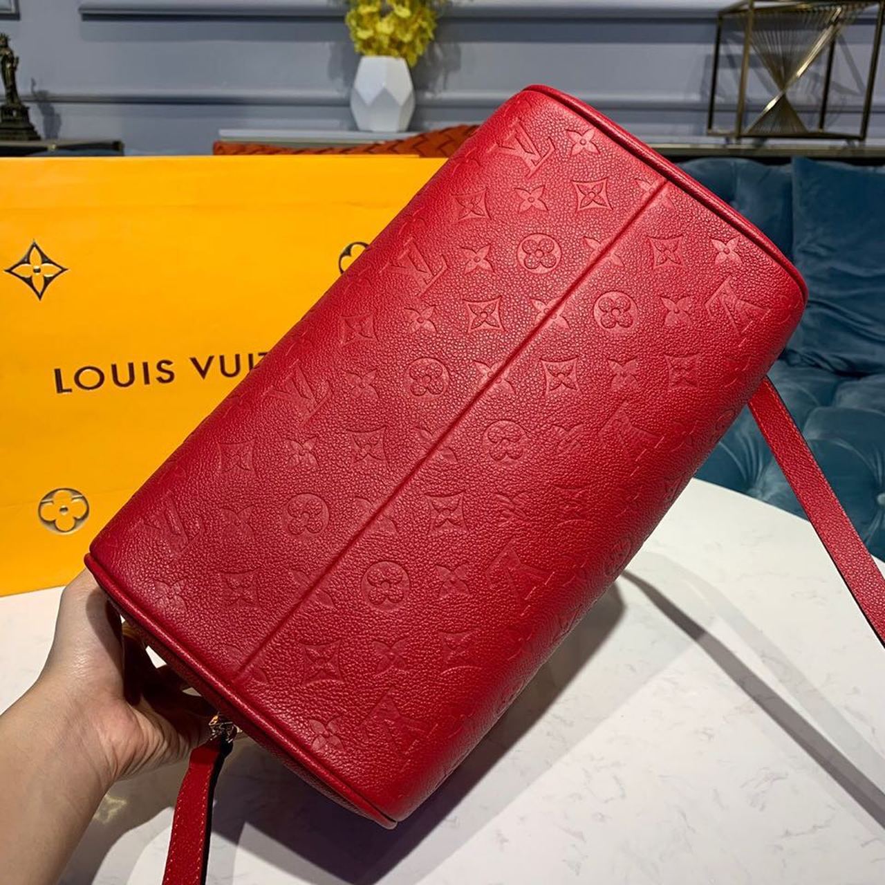 LV Speedy Bandouliere 30 Monogram Empreinte Cherry Red For Women,  Shoulder And Crossbody Bags 11.8in/30cm LV