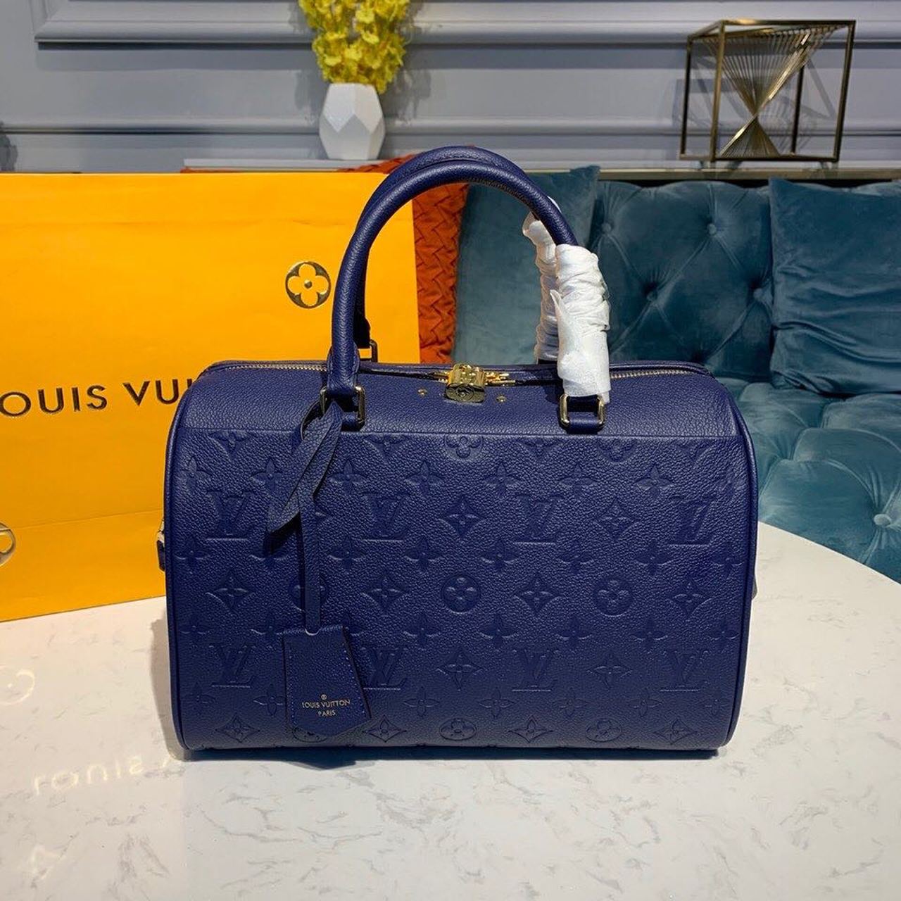 LV Speedy Bandouliere 30 Monogram Empreinte Blue For Women,  Shoulder And Crossbody Bags 11.8in/30cm LV