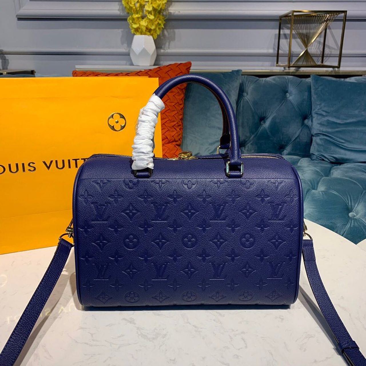 LV Speedy Bandouliere 30 Monogram Empreinte Blue For Women,  Shoulder And Crossbody Bags 11.8in/30cm LV