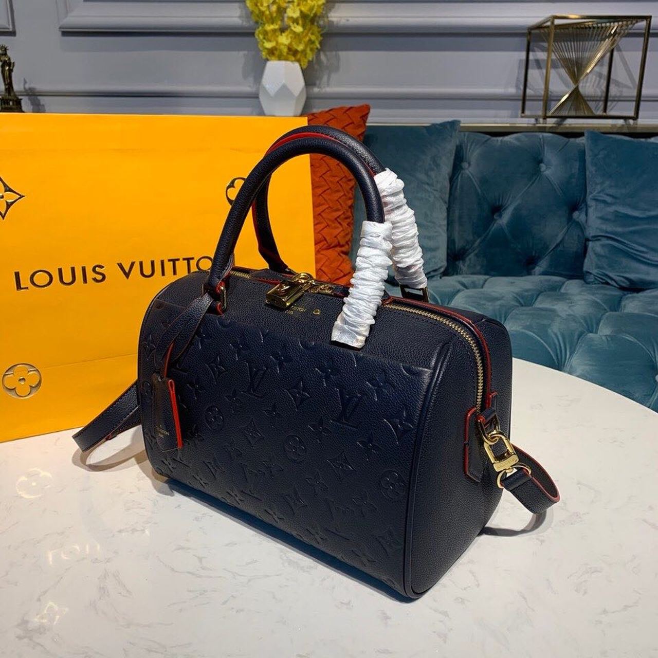 LV Speedy Bandouliere 25 Monogram Empreinte Navy Blue For Women,  Shoulder And Crossbody Bags 9.8in/25cm LV