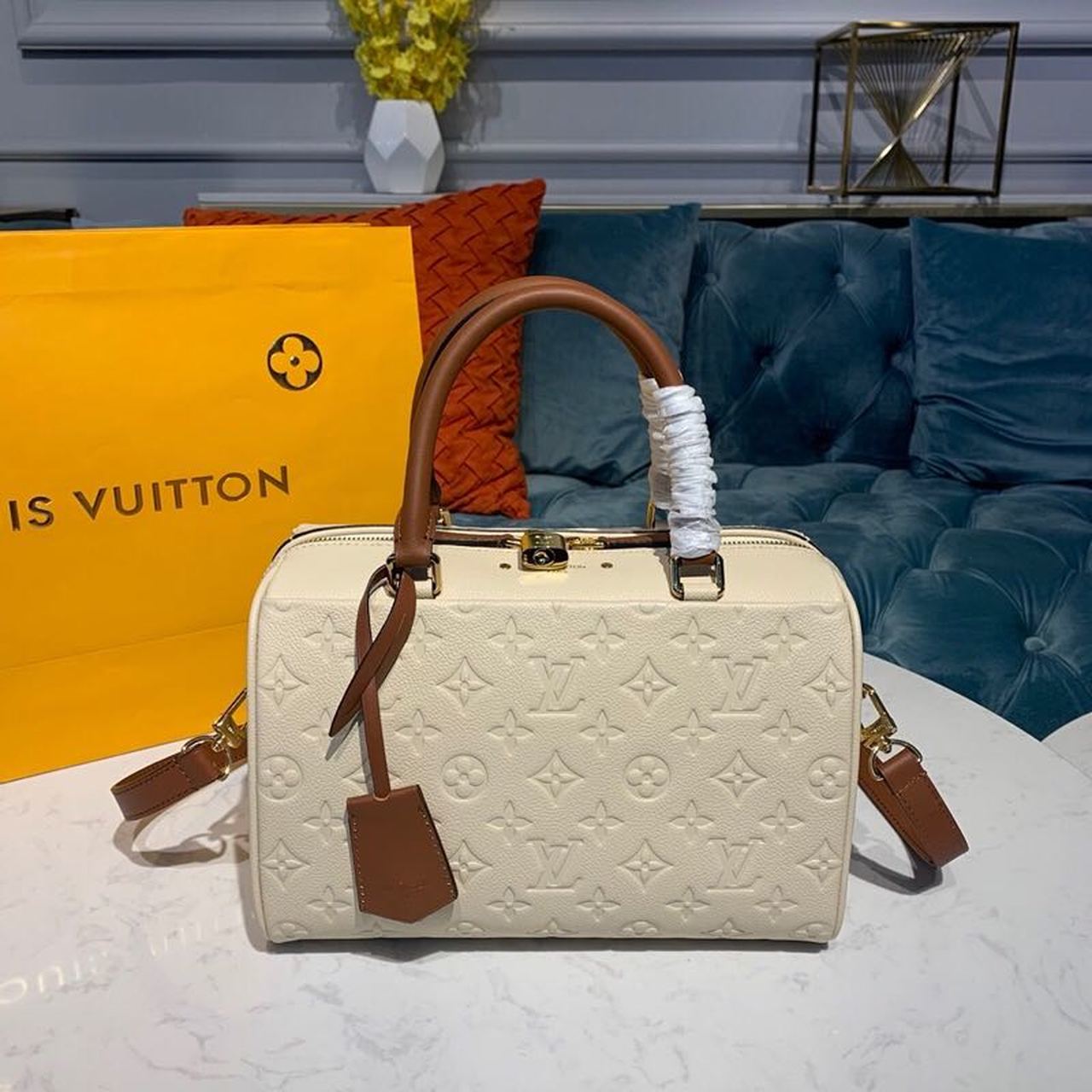 LV Speedy Bandouliere 25 Monogram Empreinte Creme For Women,  Shoulder And Crossbody Bags 9.8in/25cm LV