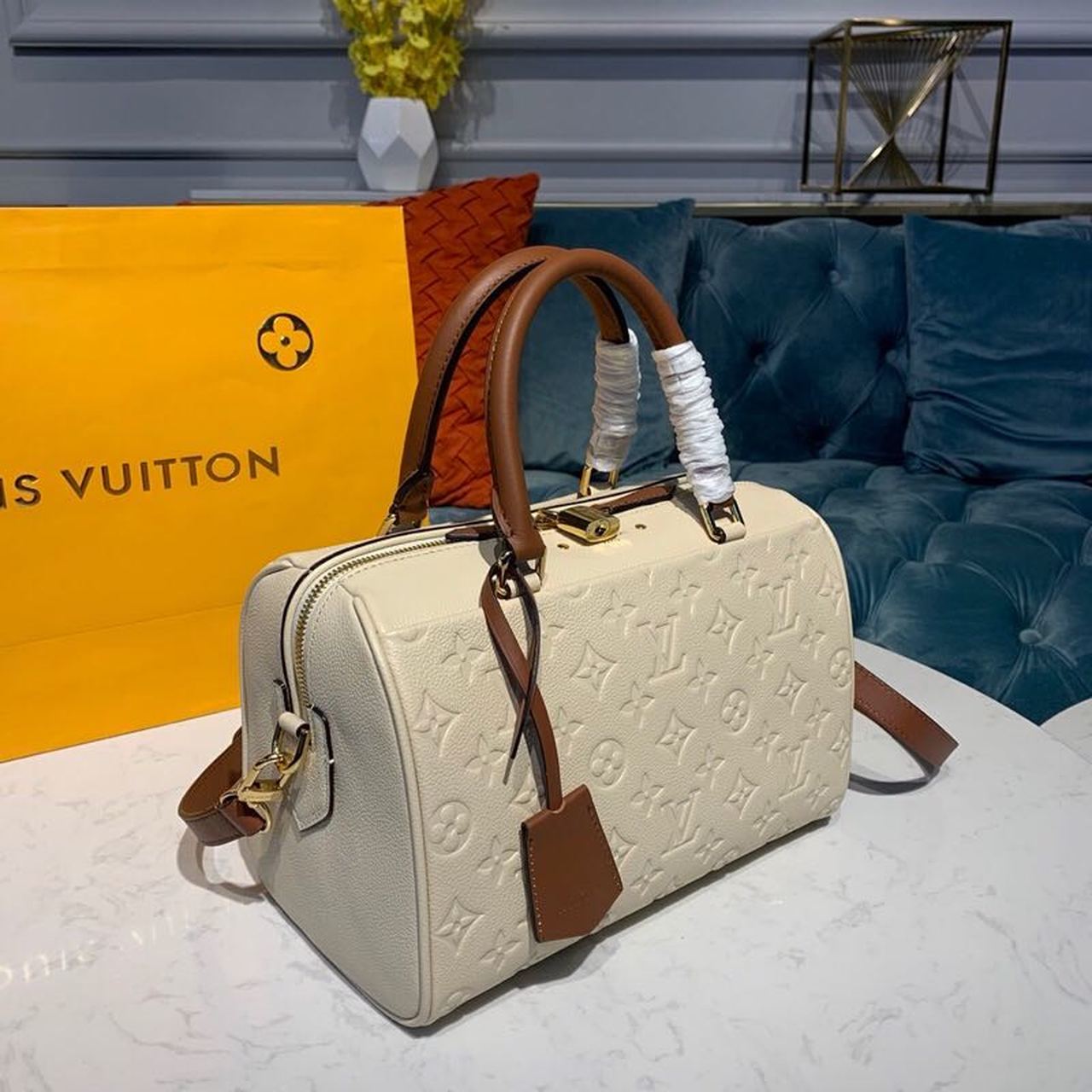 LV Speedy Bandouliere 25 Monogram Empreinte Creme For Women,  Shoulder And Crossbody Bags 9.8in/25cm LV