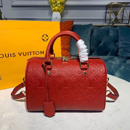 LV Speedy Bandouliere 25 Monogram Empreinte Cherry Red For Women,  Shoulder And Crossbody Bags 9.8in/25cm LV