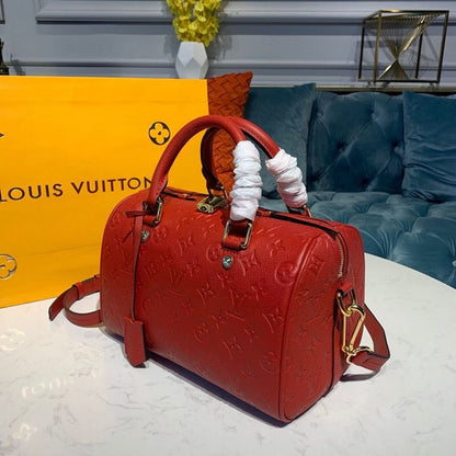 LV Speedy Bandouliere 25 Monogram Empreinte Cherry Red For Women,  Shoulder And Crossbody Bags 9.8in/25cm LV