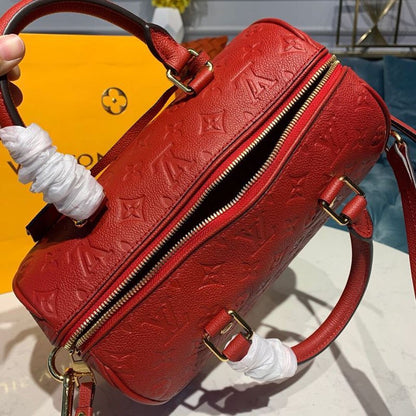 LV Speedy Bandouliere 25 Monogram Empreinte Cherry Red For Women,  Shoulder And Crossbody Bags 9.8in/25cm LV