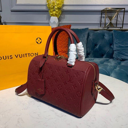 LV Speedy Bandouliere 25 Monogram Empreinte Burgundy For Women,  Shoulder And Crossbody Bags 9.8in/25cm LV