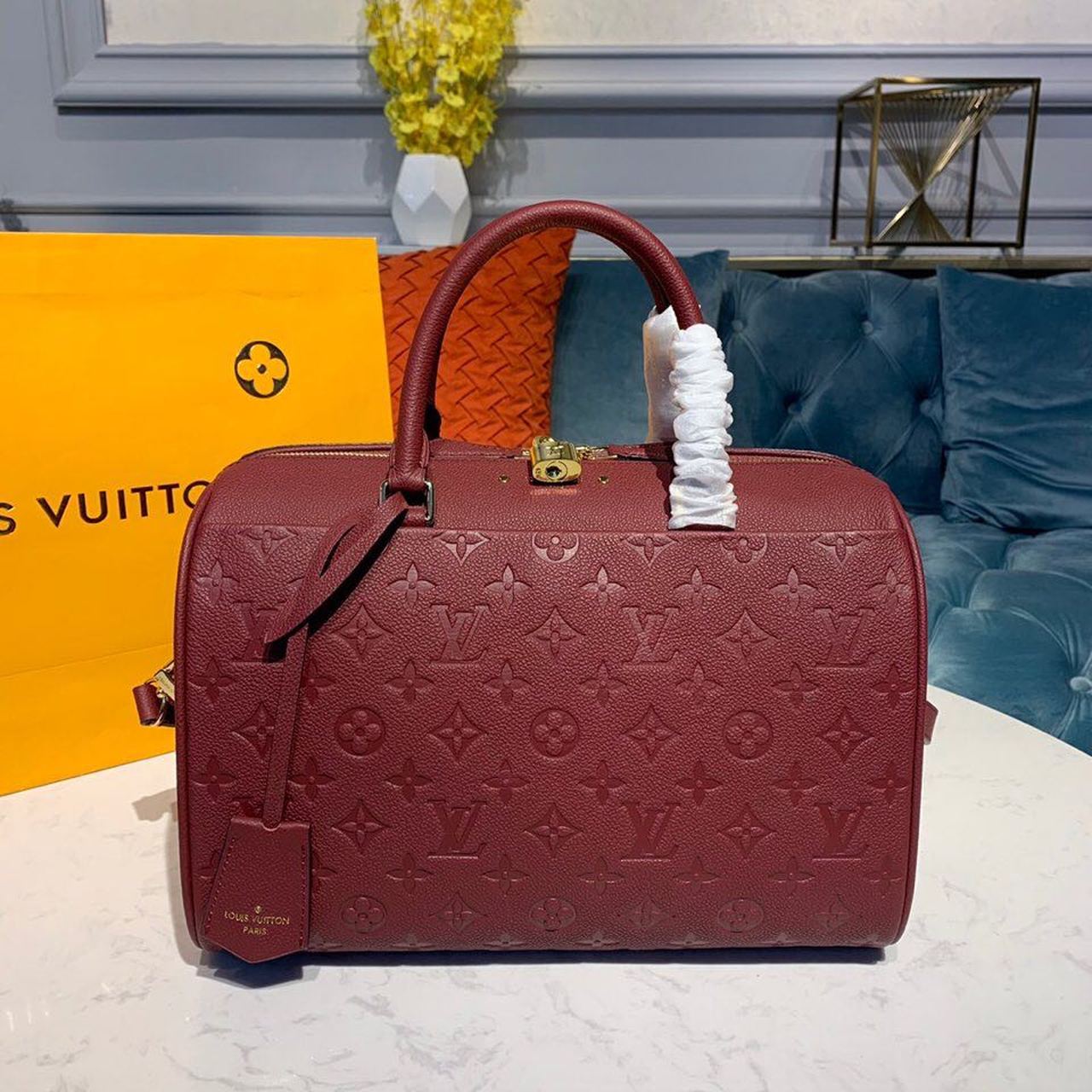 LV Speedy Bandouliere 30 Monogram Empreinte Bunrgundy For Women,  Shoulder And Crossbody Bags 11.8in/30cm LV