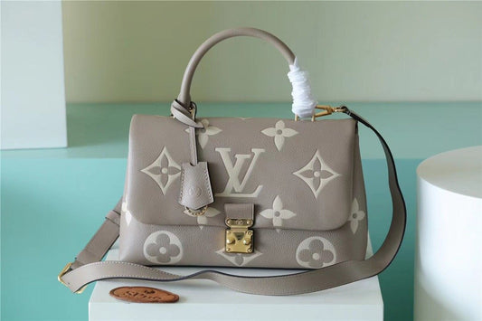 LV Madeleine MM Monogram Empreinte Dove Gray/ Creme Beige For Women,  Shoulder and Crossbody Bags 11.8in/30cm LV M46041