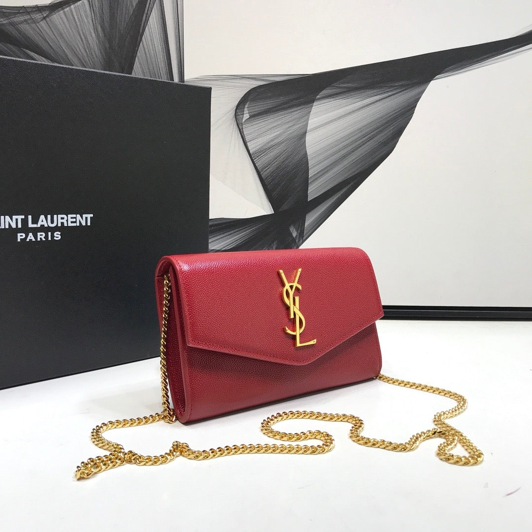 YSSL Uptown Chain Wallet Red For Women 7.4in/19cm YSL 