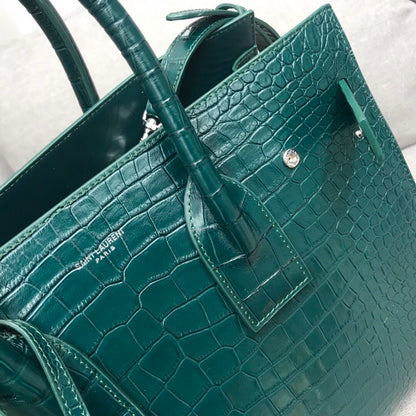 YSSL Sac De Jour Small In Embossed Crocodile Green For Women 12.5in/32cm YSL 