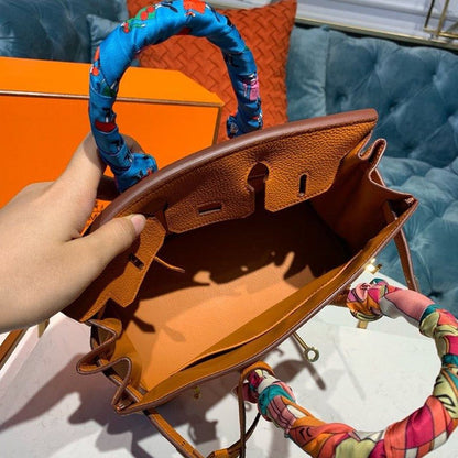 HM Birkin Orange Semi Handstitched With Gold Toned Hardware For Women 30cm/11.8in