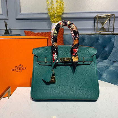 HM Birkin Green Semi Handstitched With Gold Toned Hardware For Women 30cm/11.8in