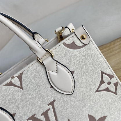 LV On The Go PM Bag Monogram Empreinte 9.8in/25cm Beige LV