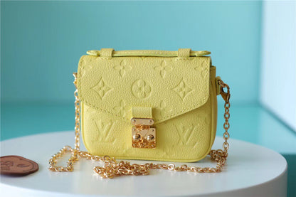 LV Micro Metis Monogram Empreinte Yellow For Women, Women’s Handbags, Shoulder And Crossbody Bags 5.5in/14cm LV M81407