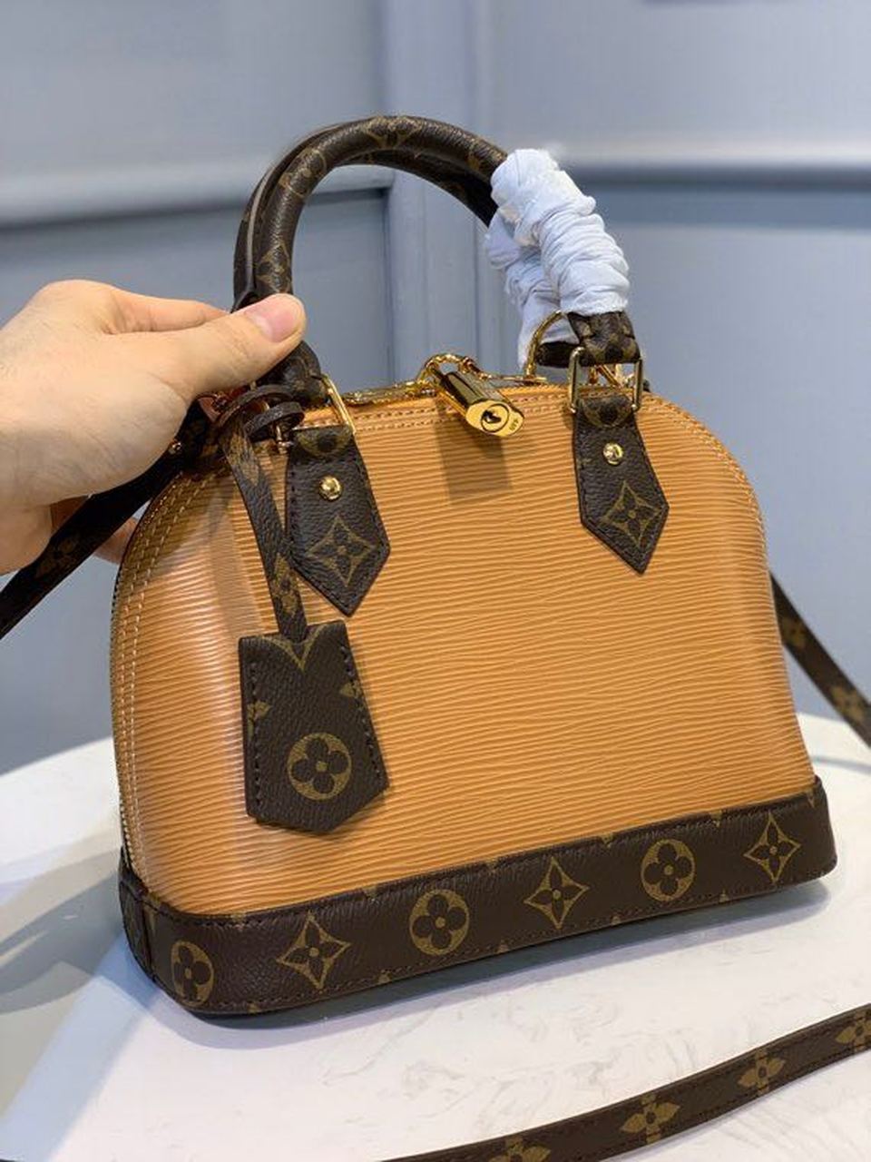 LV Alma BB Epi/Monogram Canvas Caramel For Women, Women’s Handbags, Shoulder And Crossbody Bags 9.8in/25cm LV