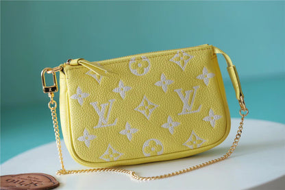 LV Mini Pochette Accessoires Monogram Empreinte Lemon Curd Yellow For Women,  Shoulder And Crossbody Bags 15.5cm/6.1in LV M46129