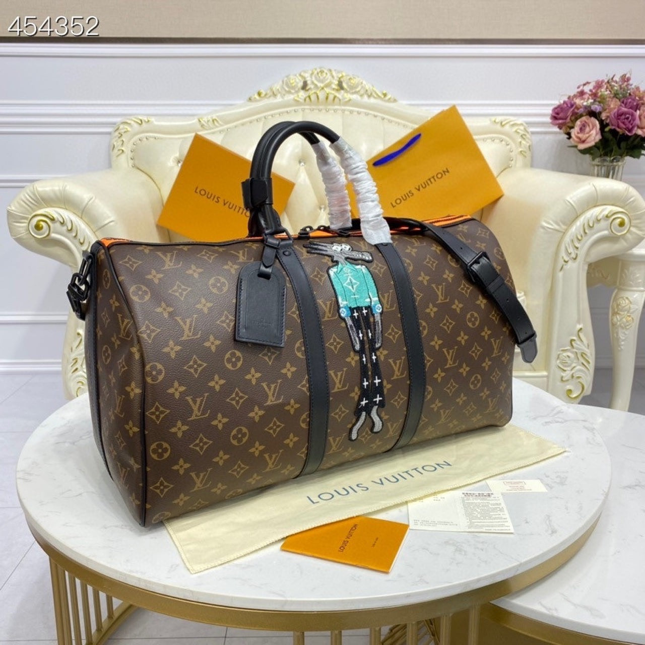 LV X Virgil Abloh Keepall Bandouliere 50 Monogram Canvas For Men, Bags 19.7in/50cm LV M45616