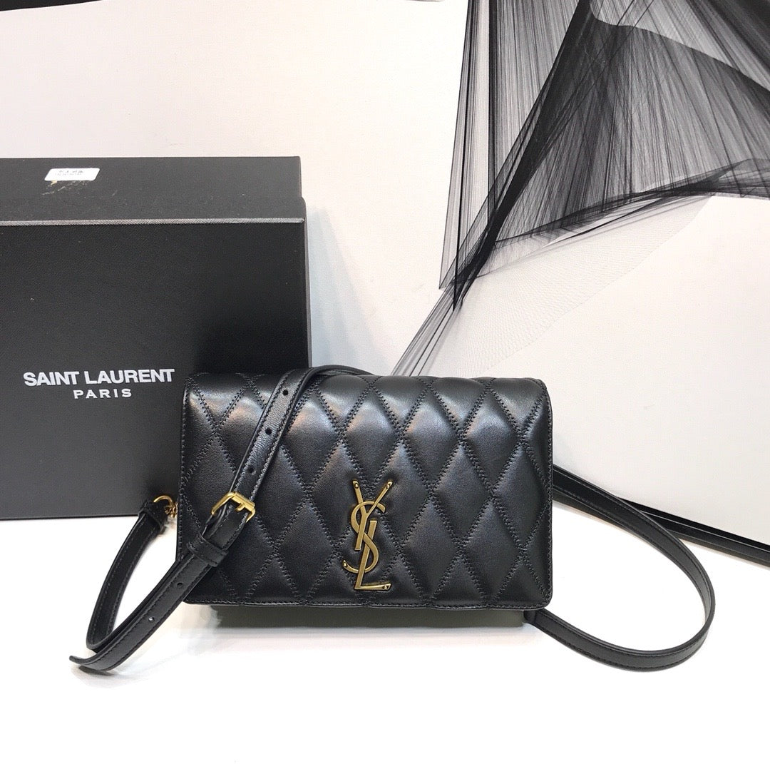 YSSL Angie Patent Handbag Black For Women 8.6in/22cm YSL